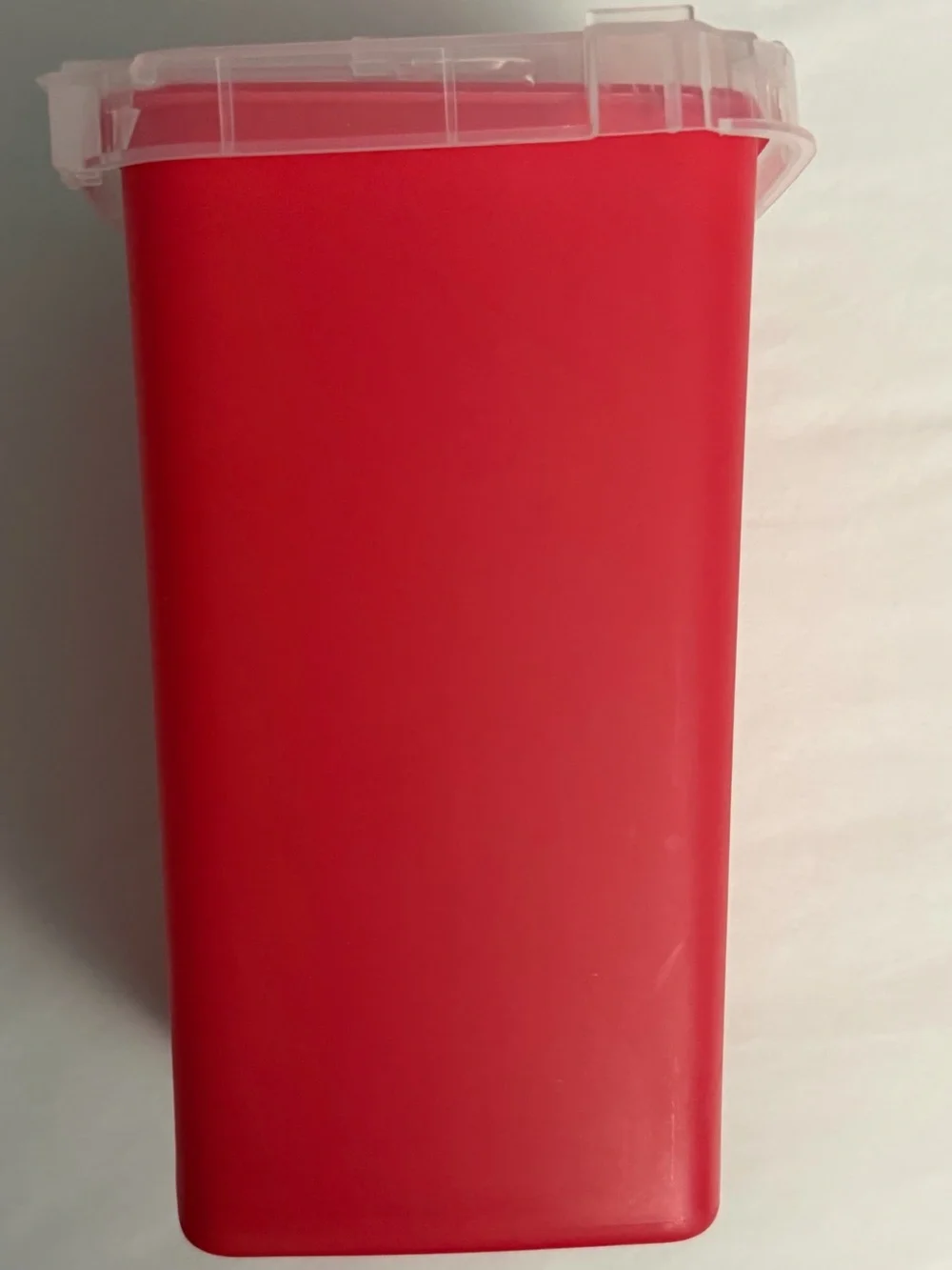 Red Clinical Sharps Container with Biohazard Label Medical Safety Disposable Can